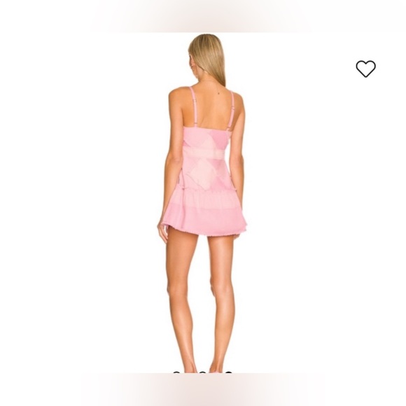 LoveShackFancy Size 6 Pink Denim! Pink Patchwork Mini Denim. Never Worn!! - Picture 3 of 5